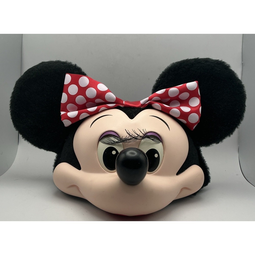 Vintage Minnie Mouse 90s Snapback Hat 3D Head Hard Plush Ears Molded Face